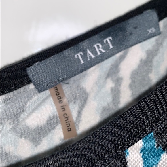 TART • Ikat Black Teal Modal Jersey Stretch Dress - Picture 4 of 8